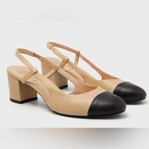 French Sole Tan and Black Heels